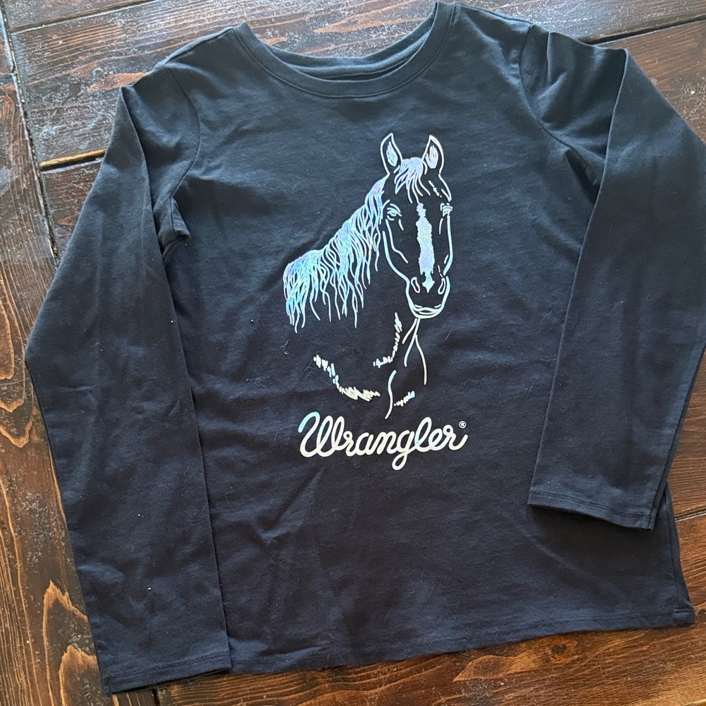 Wrangler Kids Black Long Sleeve Horse Tee